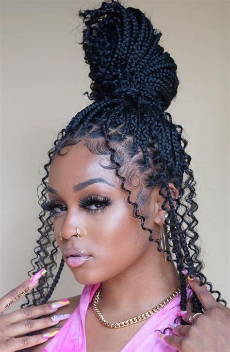 small box braids with curly hair